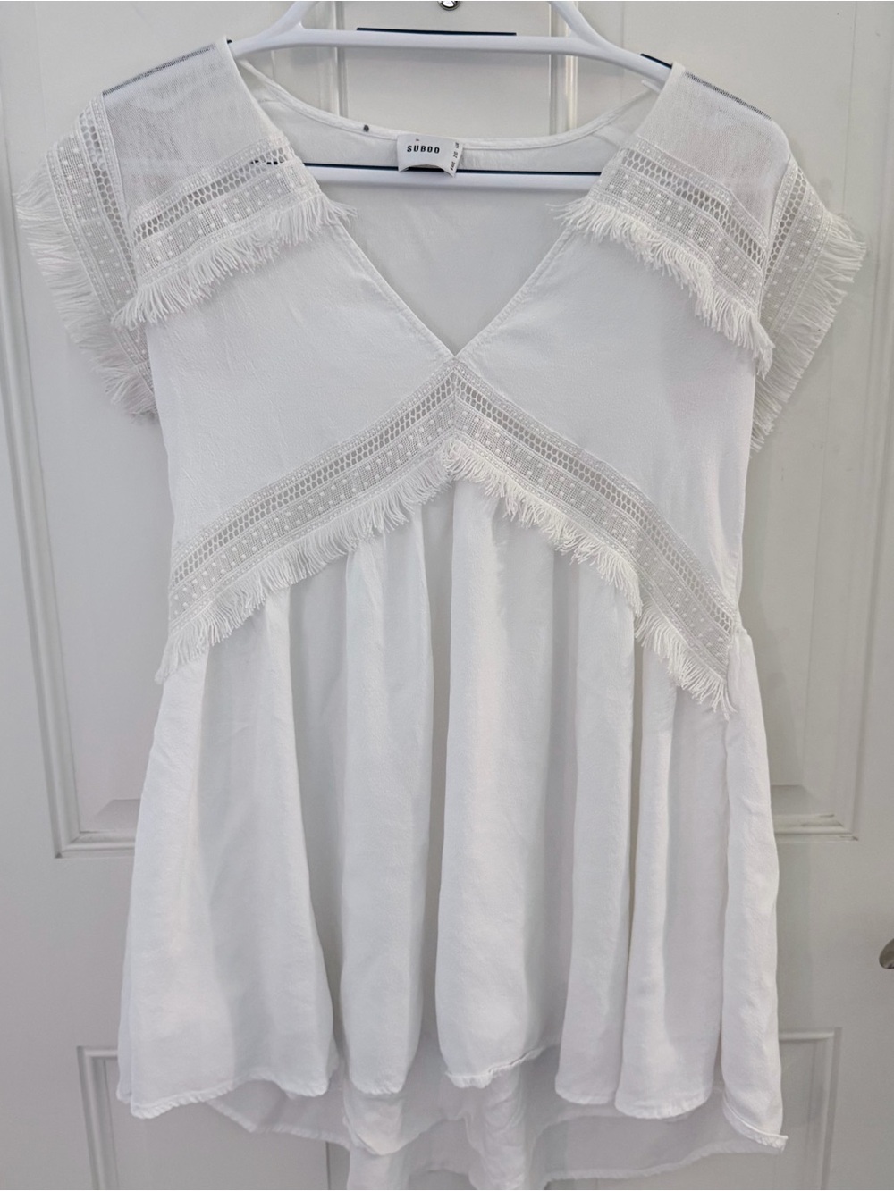 SUBOO Lace Fringe Mini Dress 2 | White